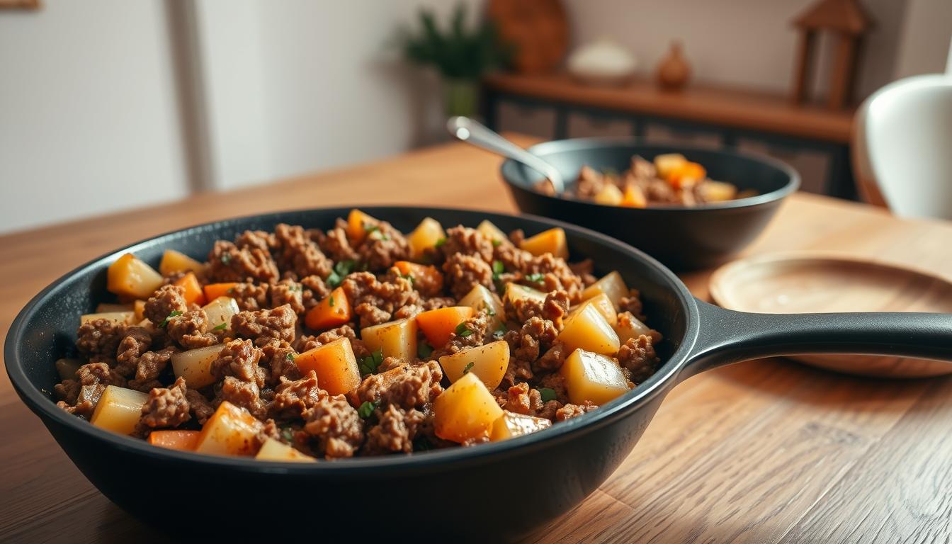 One-Skillet Ground Beef and Potatoes