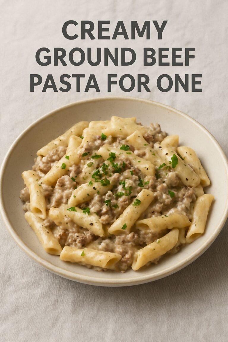 Creamy Ground Beef Pasta for One
