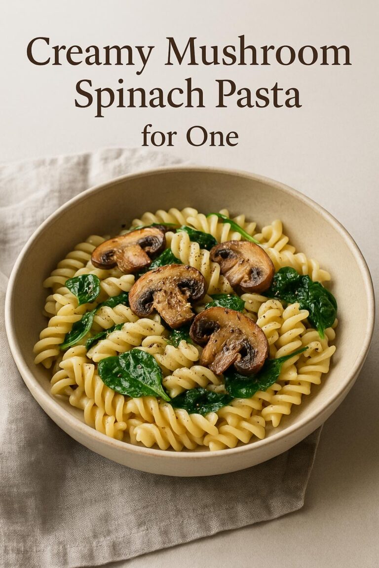 Creamy Mushroom Spinach Pasta for One
